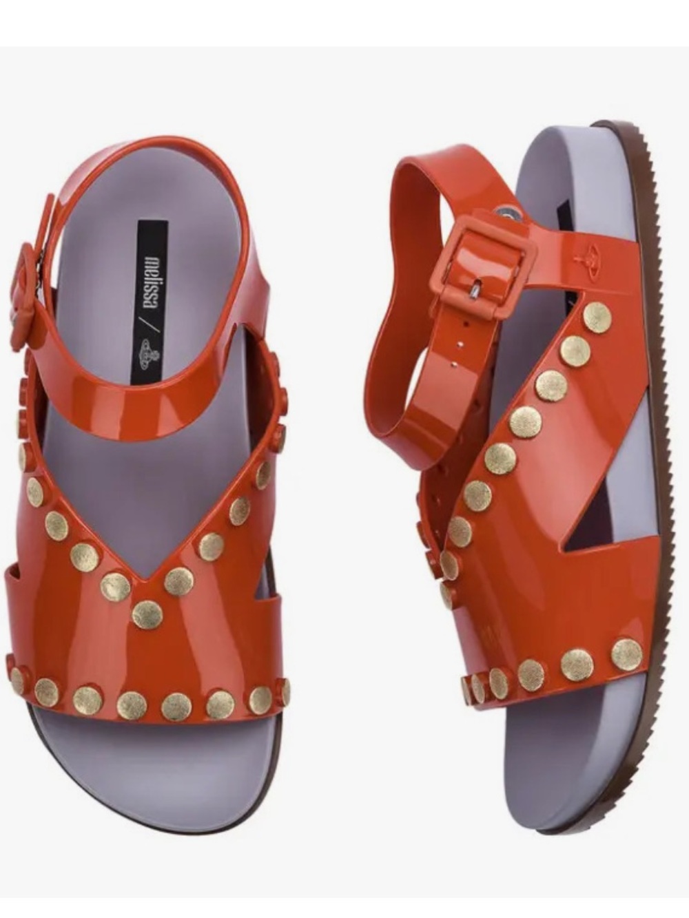 Vivienne Westwood Melissa Anglomania Orange Studded Ankle-Strap Sandals
